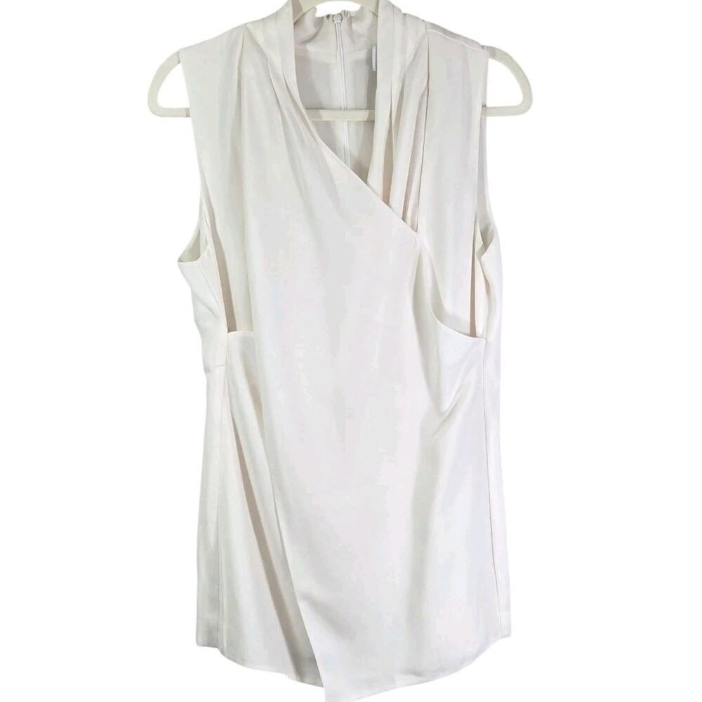 Cabi Womens Wrap Long Tank With High‎ Color Back Zip Size 12 White
